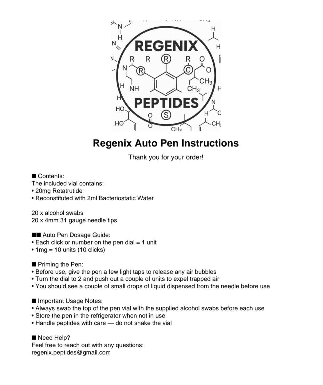 pre filled 20 mg reusable retatrutide pen